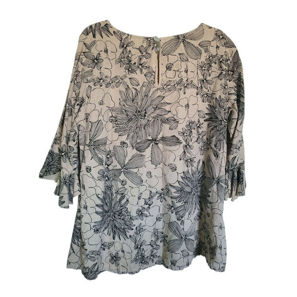 Bryn Walker Chiara Linen Floral Print
3/4 Ruffle Sleeve Blouse Top Size Medium - Picture 5 of 7